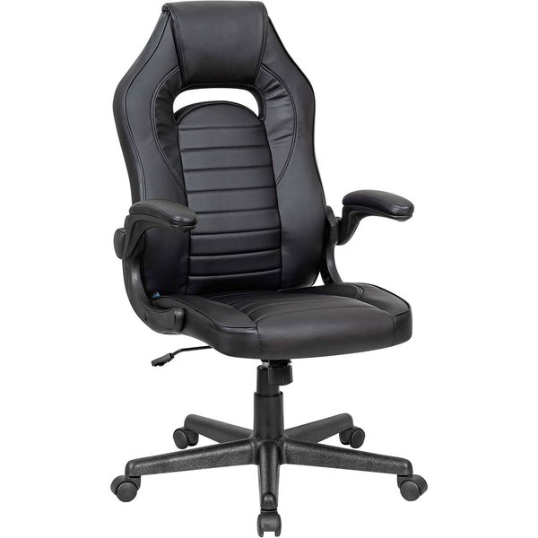 Global Industrial Racing/Gaming Chair, Mid Back, Synthetic Leather, Black 695854BK